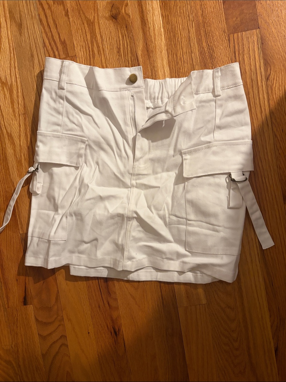 White Cargo Mini Skirt - Women's Shorts LARGE